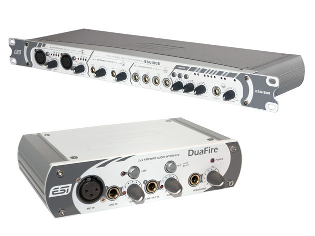 The ESU1808 (top) and DuaFire audio interfaces are new for 2008.